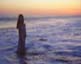 Small photo of woman standing ocean
