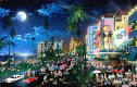 Painted vision of Miami Beach at Night