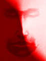 Image of man's face in red and white
