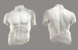 Front and Back Photo of  The Marble Torso of the Doryphoros of Polykleitos