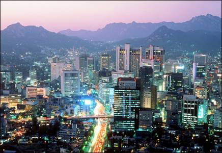 Evening photo of downtown Seoul Korea