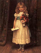 Young girl with flowers and invitation